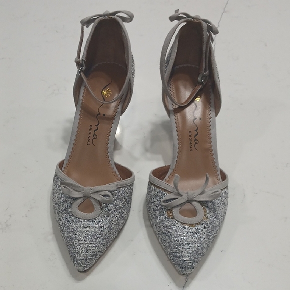 Nina Gray Textured Women's Heels, New Without Tags Or Box Sz 10 - Picture 2 of 9